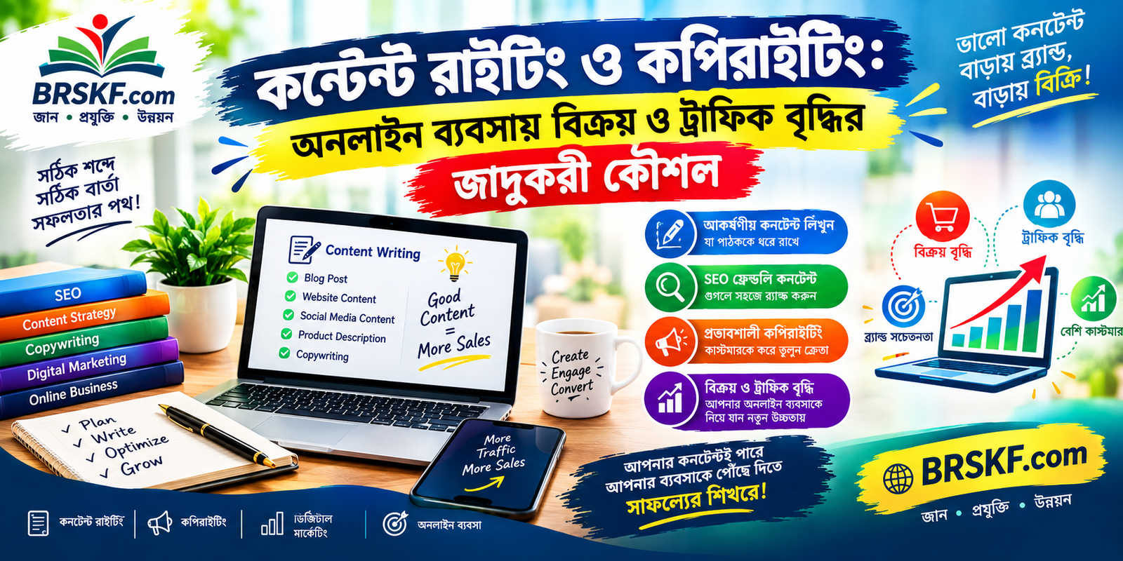 কন্টেন্ট রাইটিং ও কপিরাইটিং: অনলাইন ব্যবসায় বিক্রয় ও ট্রাফিক বৃদ্ধির জাদুকরী কৌশল